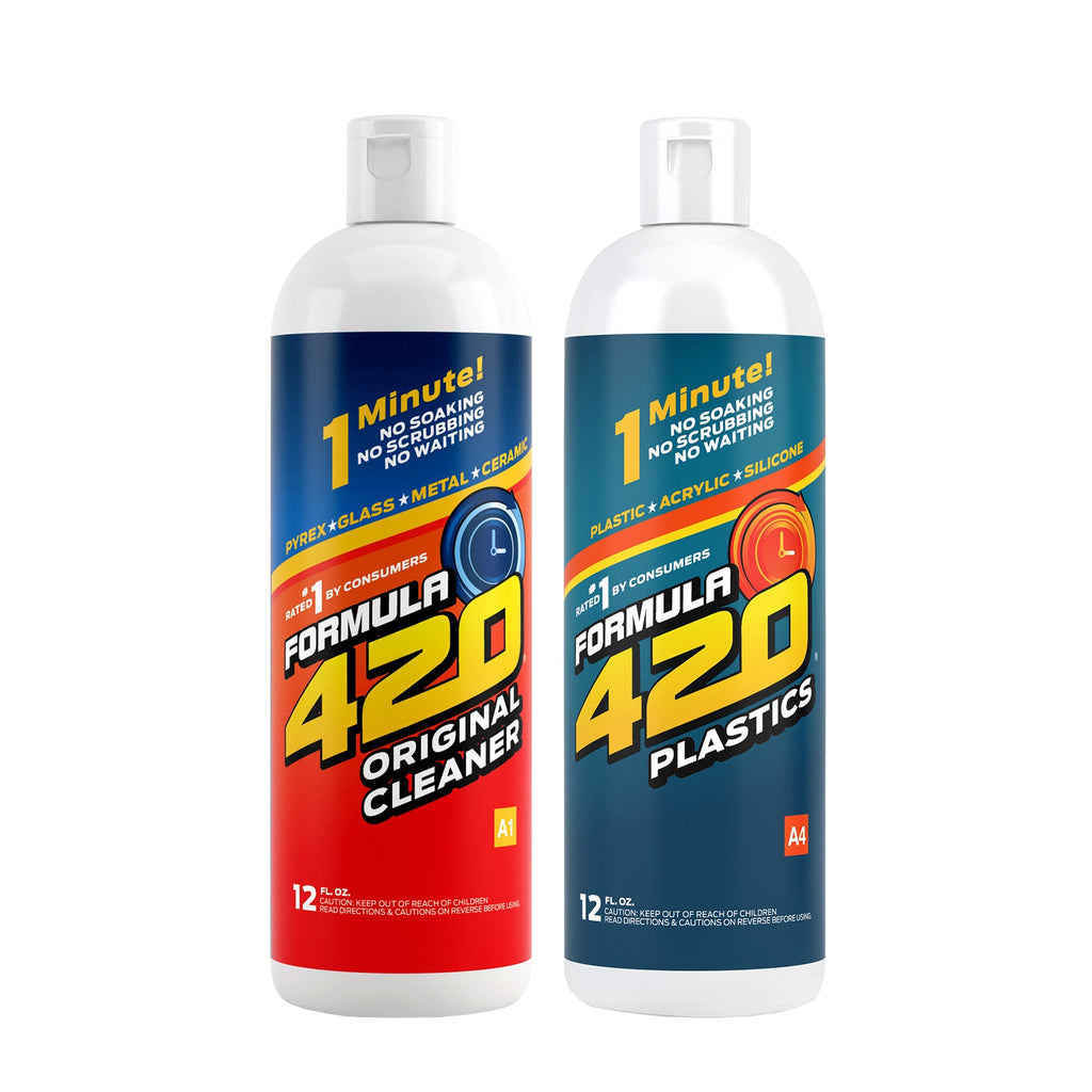 Bong Cleaner - A1 - Formula 420 Original Cleaner & A4 - Formula 420 Plastics / Silicone - Best Bong Cleaner - Glass Pipe Cleaner