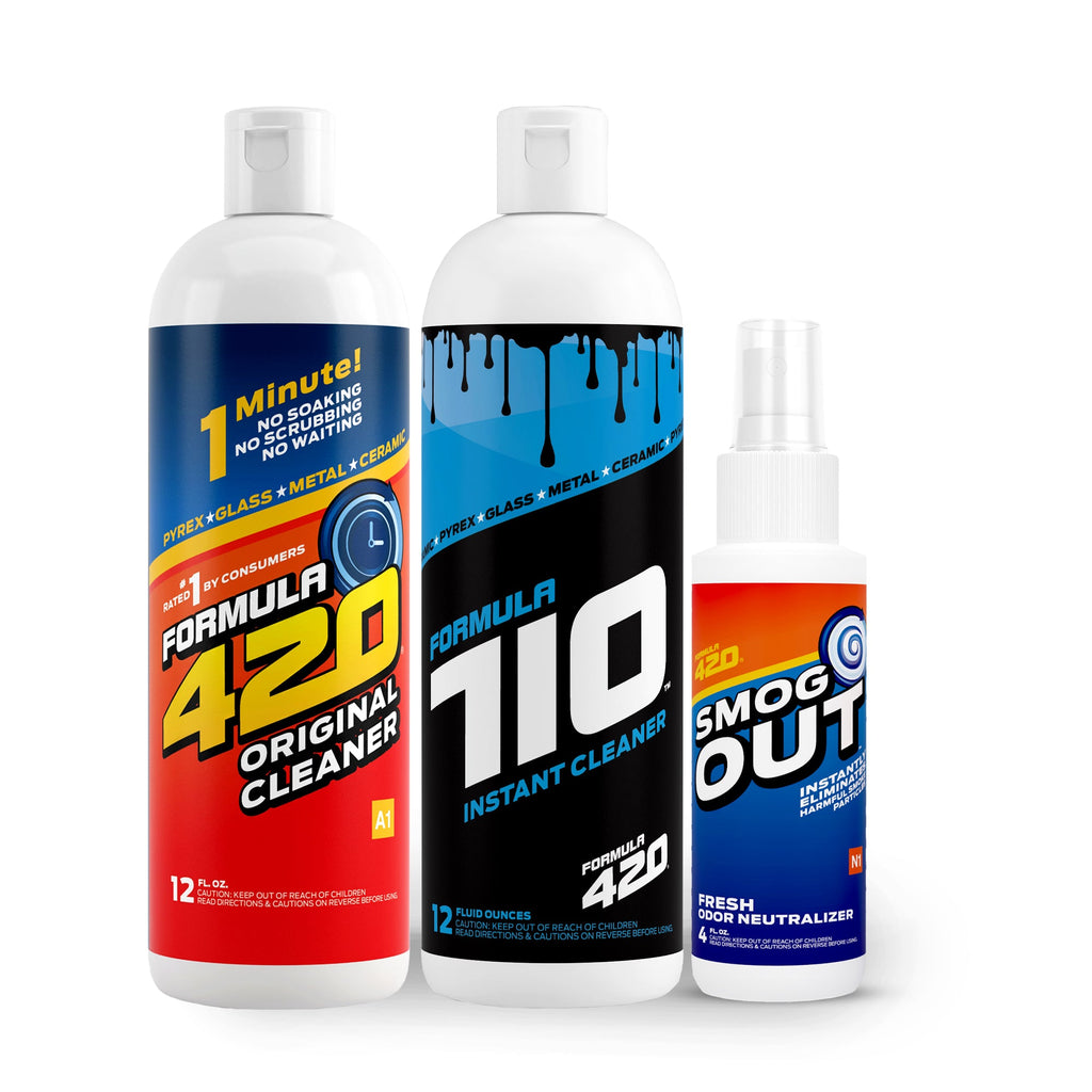Bong Cleaner - A1 - Formula 420 Original Cleaner / C2 - Formula 710 Instant Cleaner / N1 - Smog-Out Odor Neutralizer - Best Bong Cleaner - Glass Pipe Cleaner