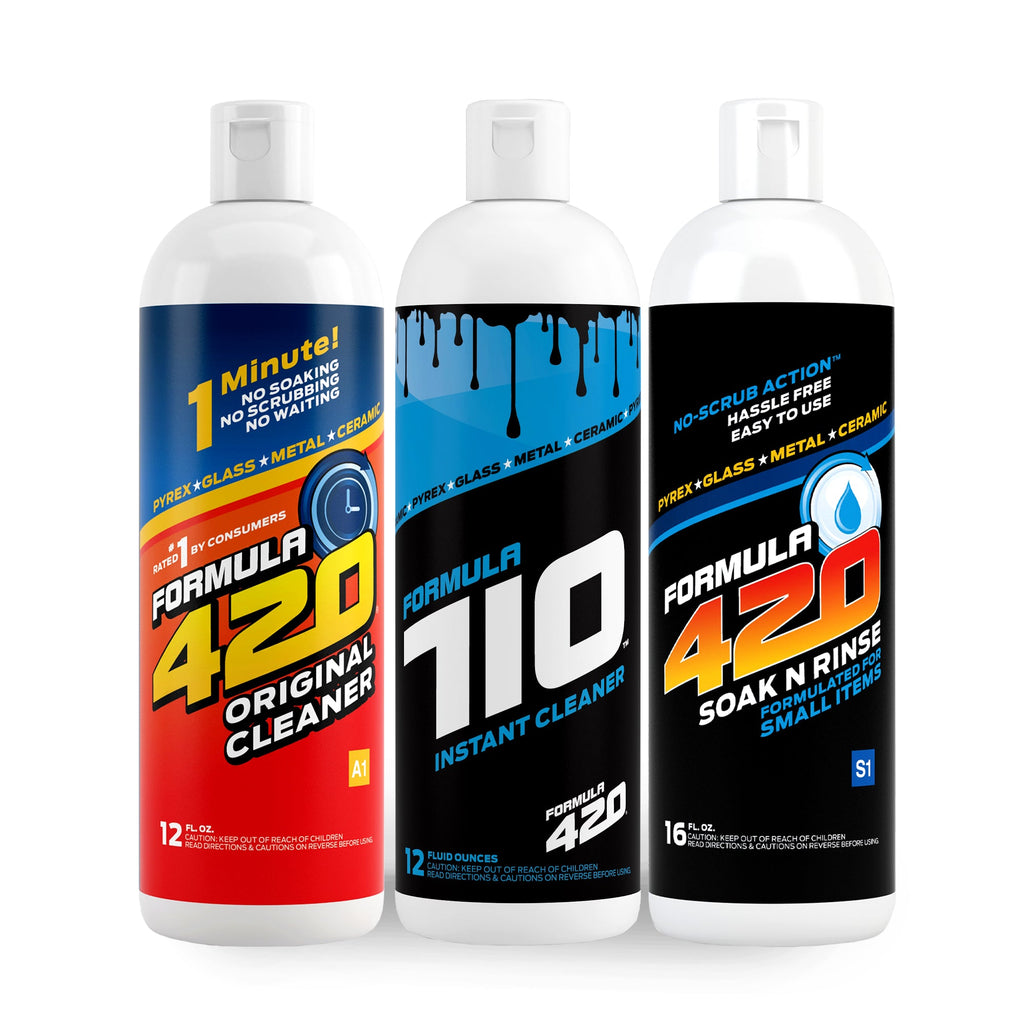 Bong Cleaner - A1 - Formula 420 Original Cleaner / C2 - Formula 710 Instant Cleaner / S1 - Formula 420 Soak-N-Rinse - Best Bong Cleaner - Glass Pipe Cleaner