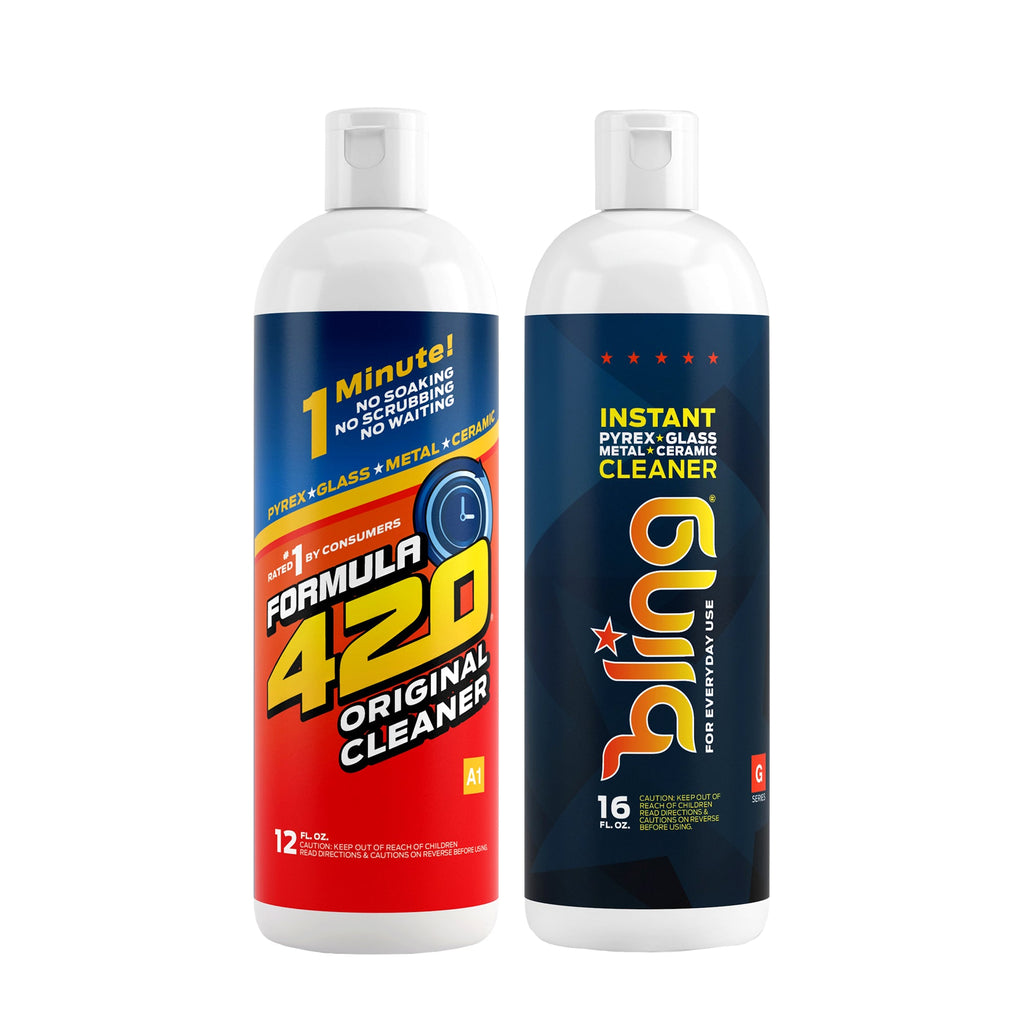 Bong Cleaner - A1 - Formula 420 Original Cleaner & G1 - BLING Instant Reusable Cleaner - Best Bong Cleaner - Glass Pipe Cleaner