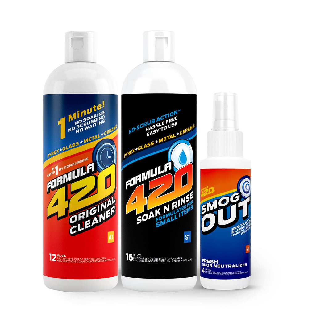 Bong Cleaner - A1 - Formula 420 Original Cleaner / S1 - Formula 420 Soak-N-Rinse / N1 - Smog-Out Odor Neutralizer - Best Bong Cleaner - Glass Pipe Cleaner