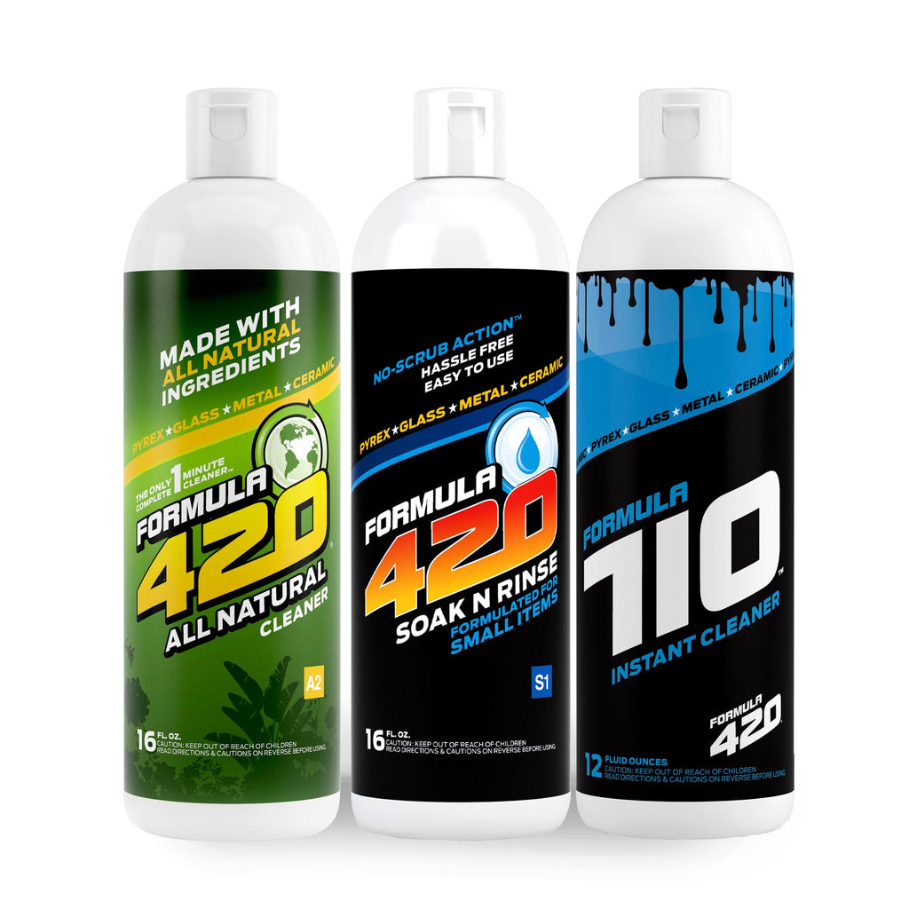 Bong Cleaner - A2 - Formula 420 All Natural / S1 - Formula 420 Soak-N-Rinse / C2 - Formula 710 Instant Cleaner - Best Bong Cleaner - Glass Pipe Cleaner