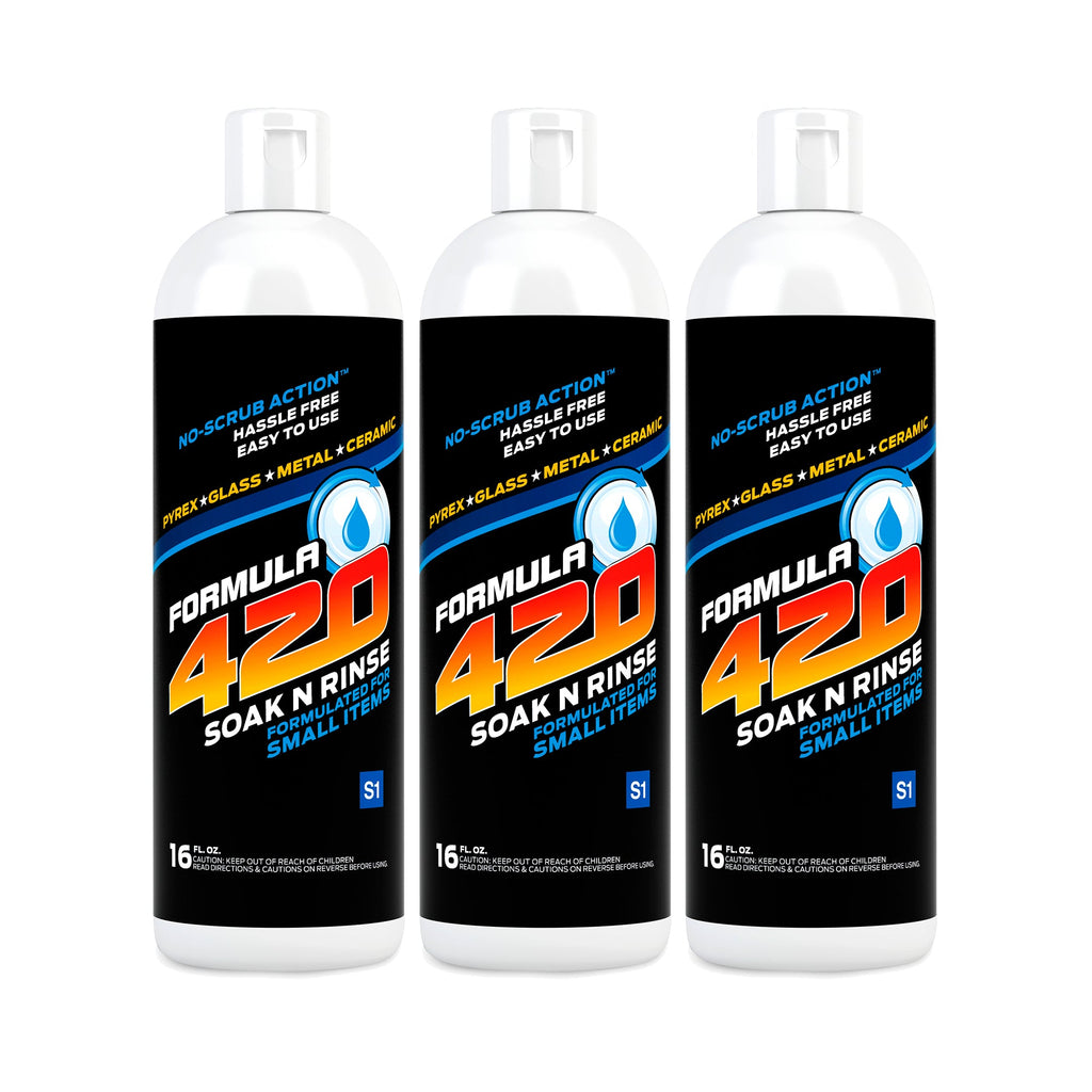 Bong Cleaner - S1 – Formula 420 Soak-N-Rinse 3 PACK - Best Bong Cleaner - Glass Pipe Cleaner