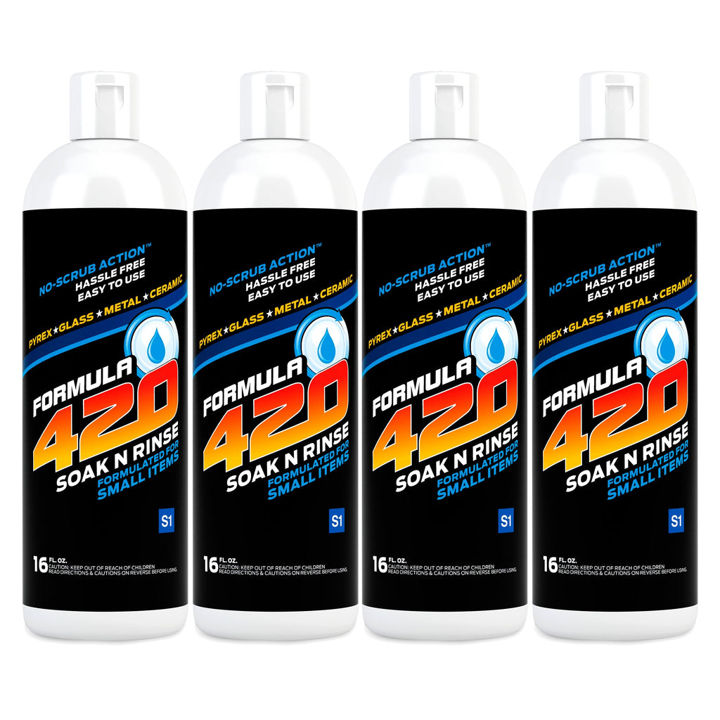 Bong Cleaner - S1 – Formula 420 Soak-N-Rinse 4 PACK - Best Bong Cleaner - Glass Pipe Cleaner