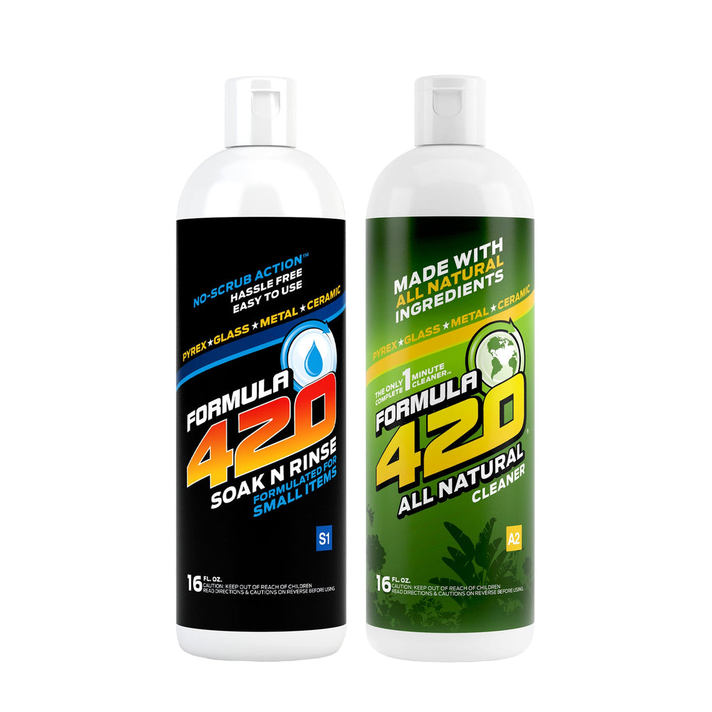 Bong Cleaner - S1 - Formula 420 Soak-N-Rinse & A2 - Formula 420 All Natural - Best Bong Cleaner - Glass Pipe Cleaner