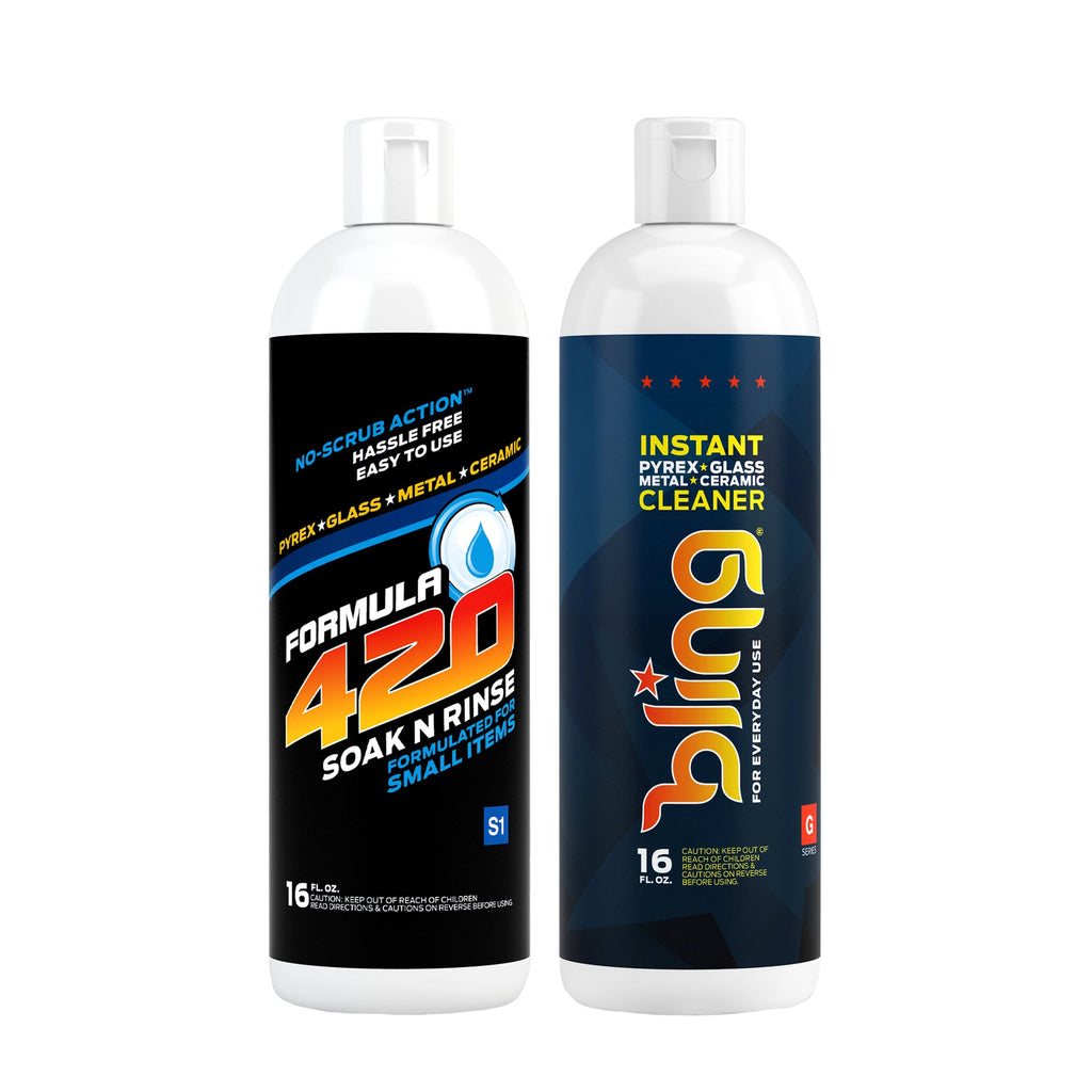 Bong Cleaner - S1 - Formula 420 Soak-N-Rinse & G1 - BLING Instant Reusable Cleaner - Best Bong Cleaner - Glass Pipe Cleaner